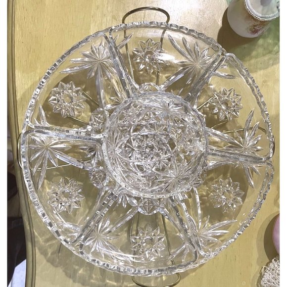 Anchor Hocking Lazy Susan Glass Relish Tray 9 Piece - Picture 1 of 3